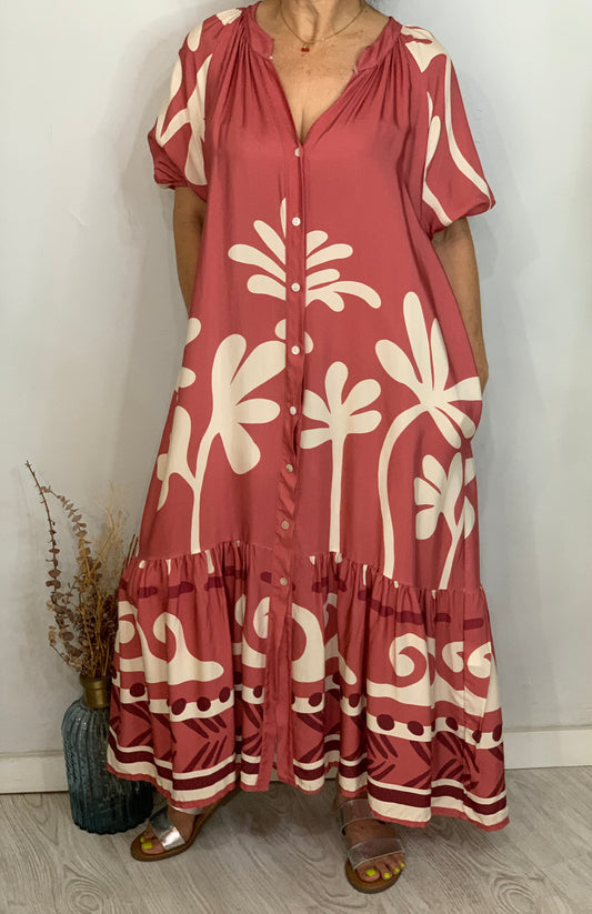 Vestido rosado.