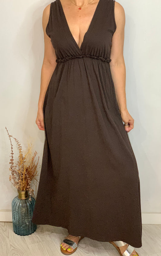 Vestido V marrón
