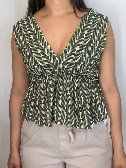 Blusa estampada escote V.